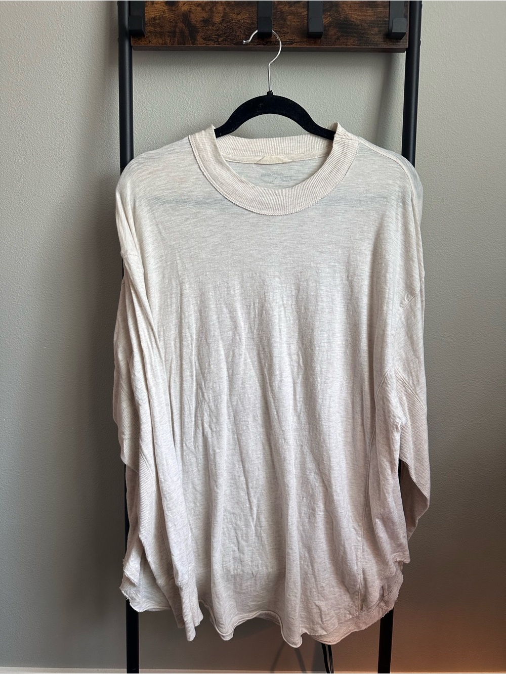 aerie Women's Long Sleeve Crew Neck Shirt - Cream